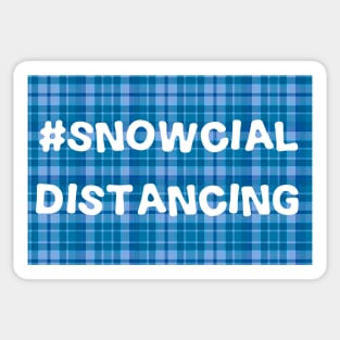 Snowcial distancing, buffalo plaid, funny xmas Sticker